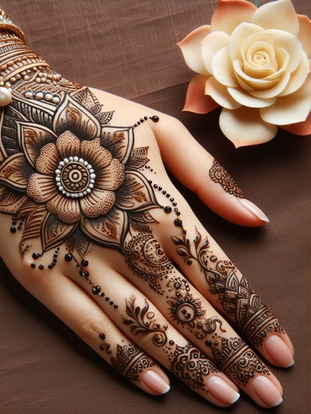 stylish back hand mehndi designs