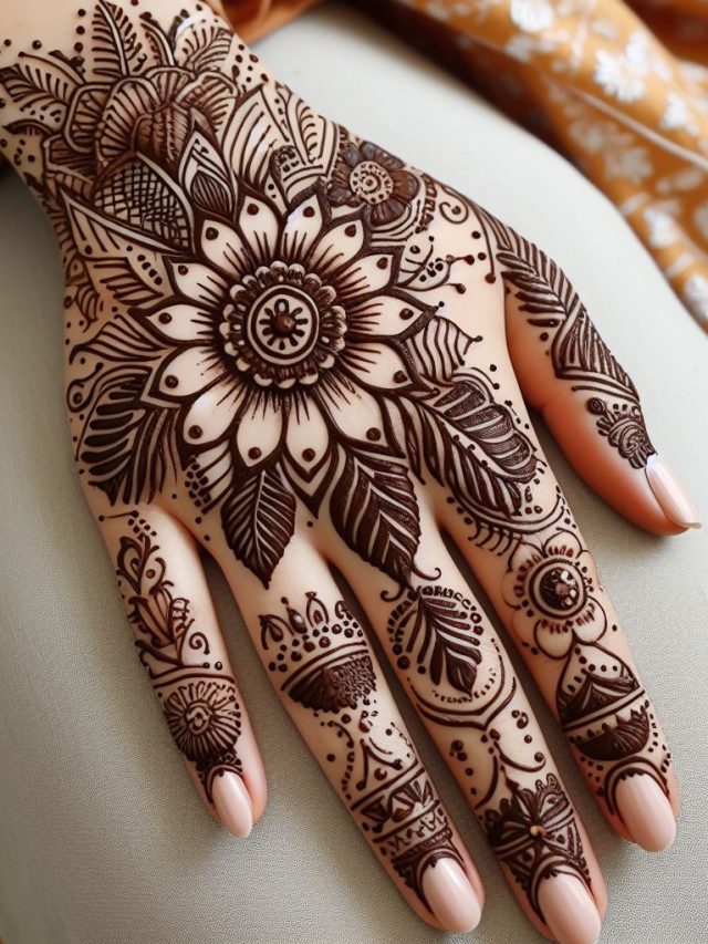 easy arabic mehndi designs front hand