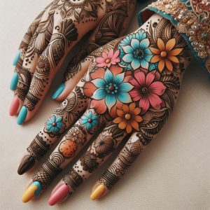 Arabic Mehndi Designs with Abstract Flowers