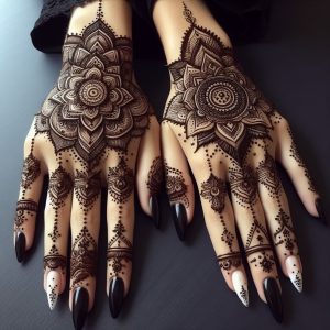 Arabic Mehndi Designs with Bridal Accessories