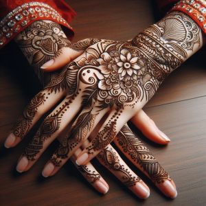 Arabic Mehndi Designs with Bridal Elements