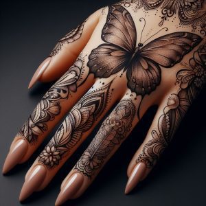 Arabic Mehndi Designs with Butterfly Embellishments