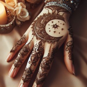 Arabic Mehndi Designs with Crescent Moons