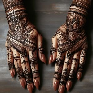 Arabic Mehndi Designs with Grid Patterns