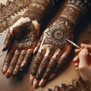 Arabic Mehndi Designs with Lace-Inspired Borders