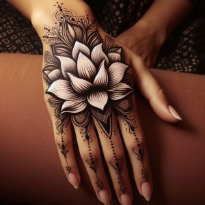 Arabic Mehndi Designs with Lotus Motifs