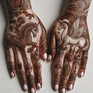 Arabic Mehndi Designs with Mythical Creatures