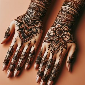 Arabic Mehndi Designs with Tribal Borders