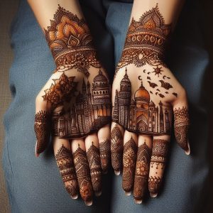 Indian Mehndi Designs with Architectural Elements