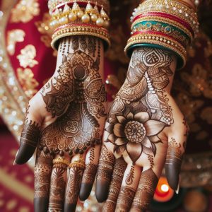 Indian Mehndi Designs with Bridal Elements