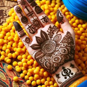 Indian Mehndi Designs with Religious Symbols